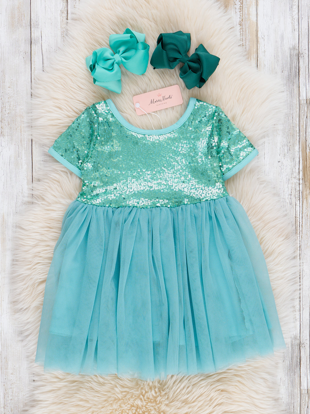 Teal Sparkly Tulle Swing Dress
