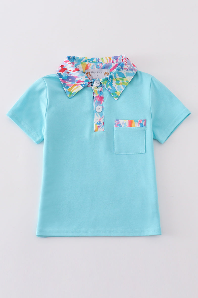 Abby & Evie
Mint rainbow splash boy shirt