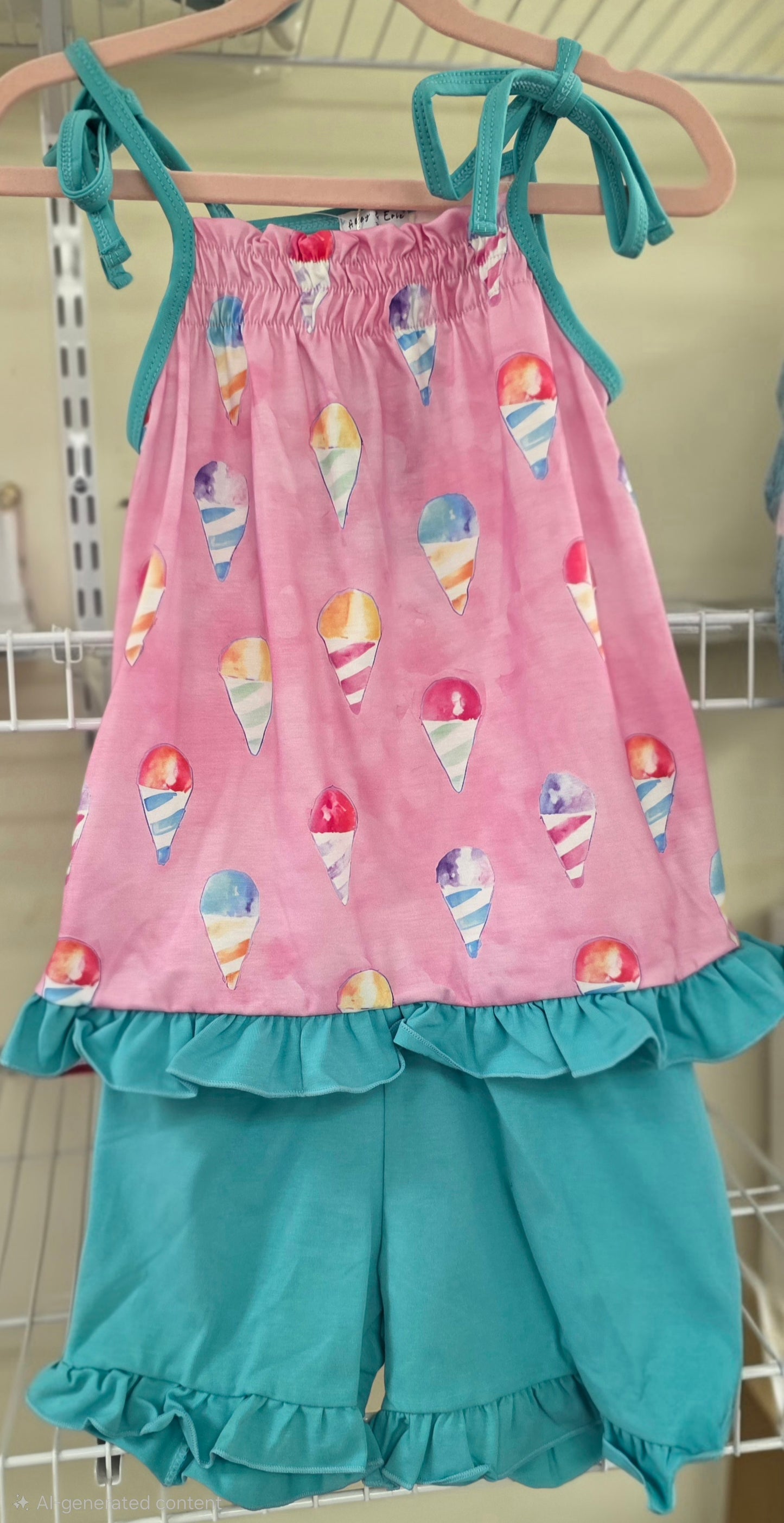 Abby & Evie
Pink ice cream print Shorts Set