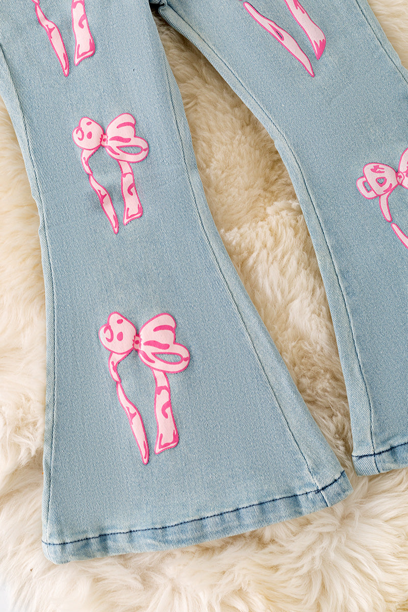 Coquette bow denim jeans