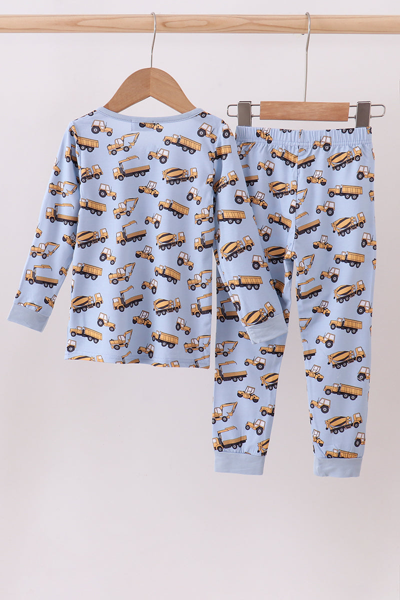 Abby & Evie Premium
Premium blue excavator print bamboo pants set