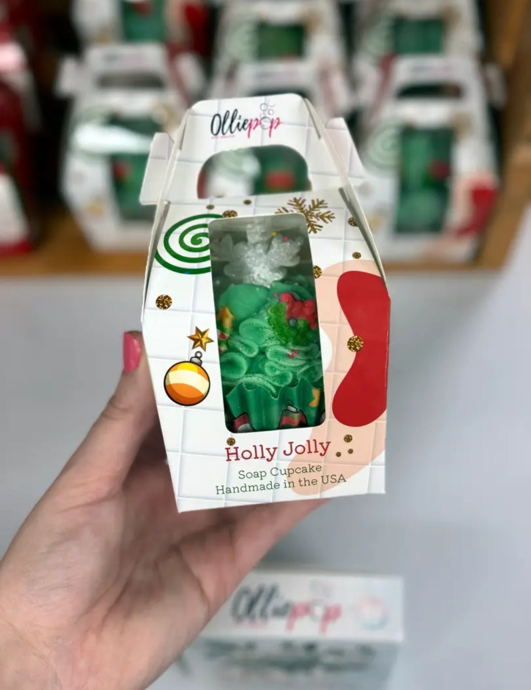 Handmade Holly Jolly Cupcake Soap