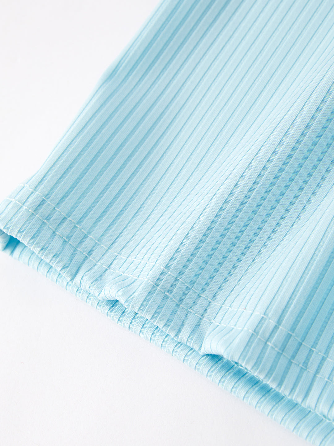 Light Blue Ribbed Milk Silk Romper
