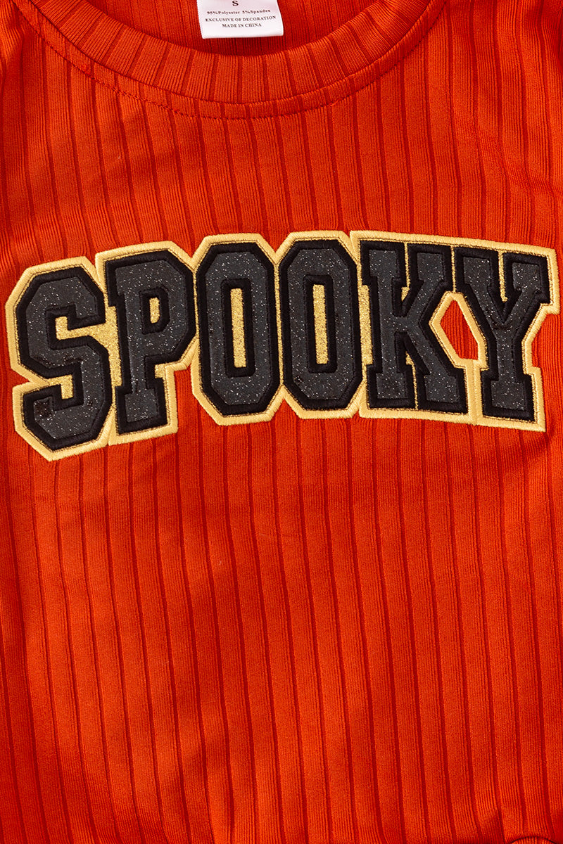 Spooky applique bubble sleeve top and bell bottoms