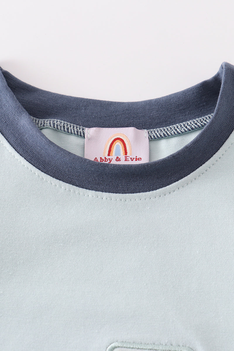 Abby & Evie
Green excavator applique boy top