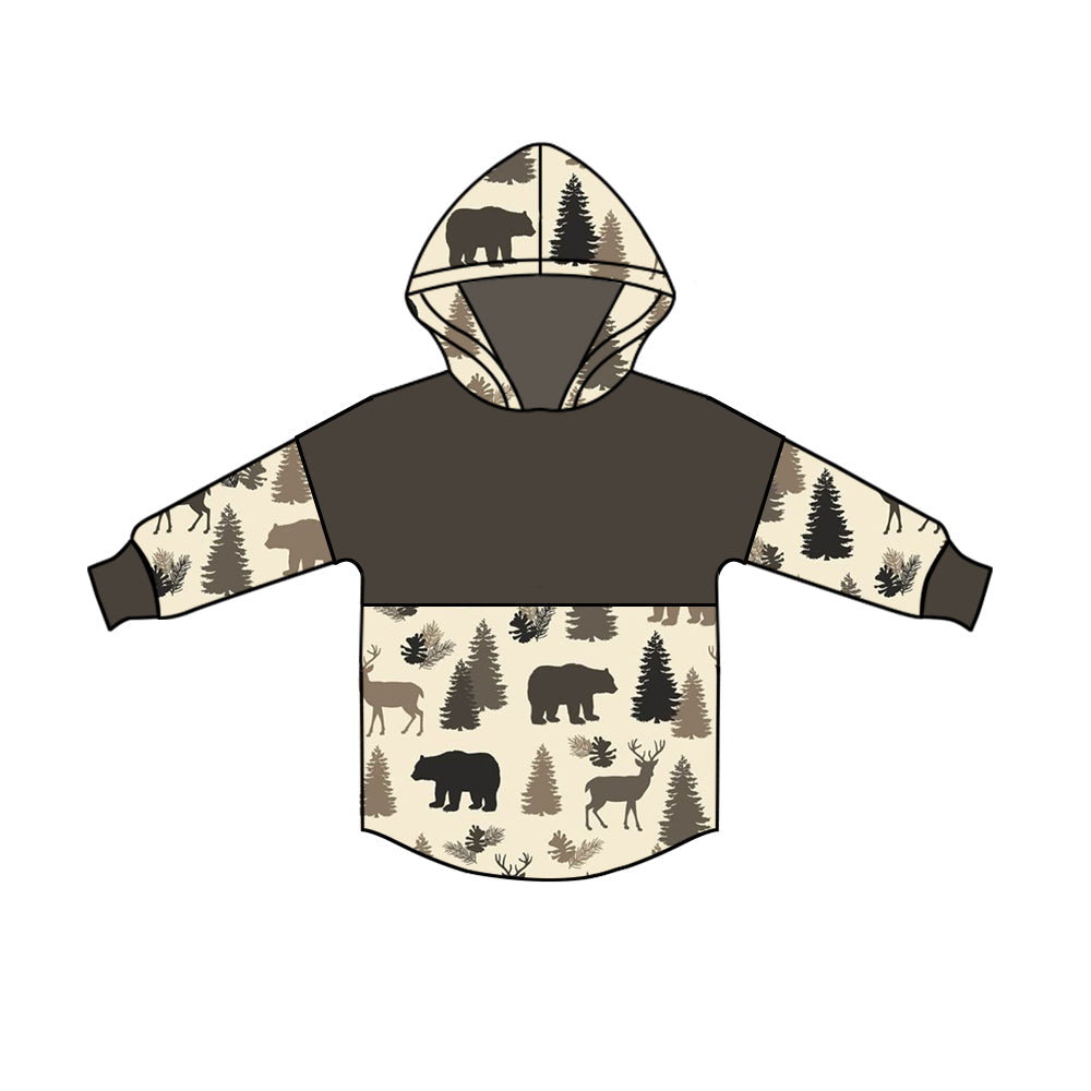 Deer bear tree long sleeves kids hoodie