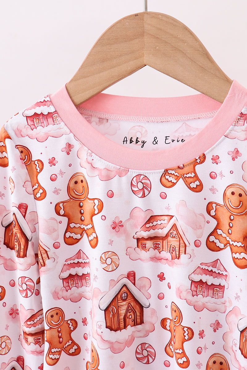 Abby & Evie
Pink gingerbread house bamboo pajmas romper