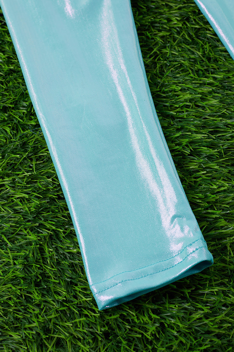 AQUA SATIN SILK STRETCHY LEGGINGS