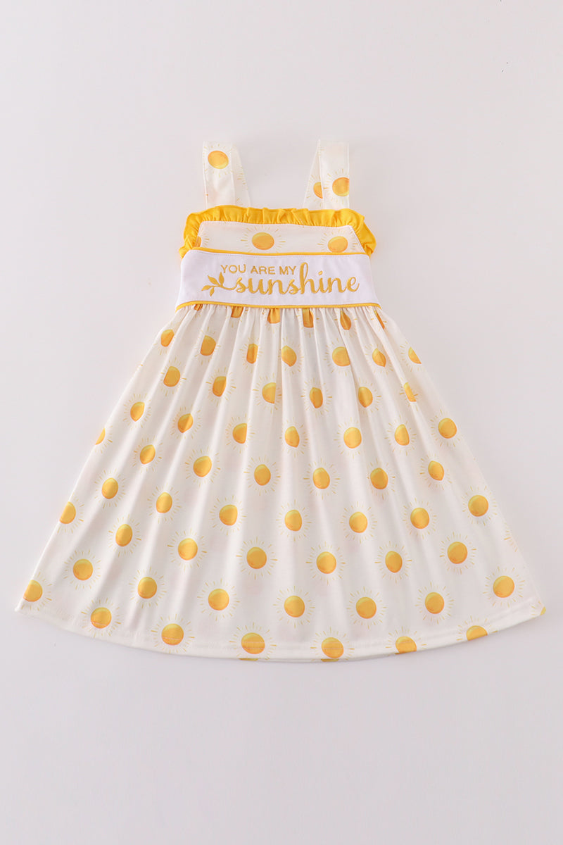 Abby & Evie
Yellow you are my sunshine embroidery dress