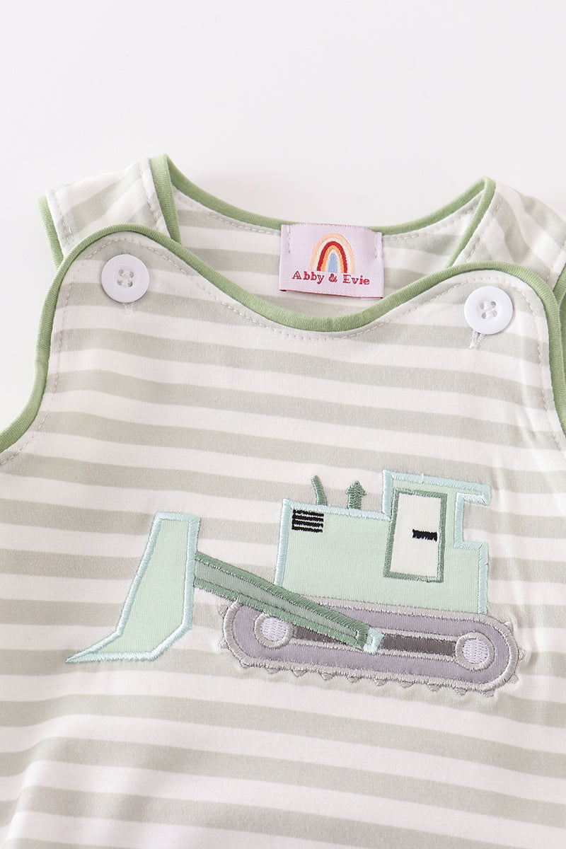 Abby & Evie
Excavator applique stripe bubble