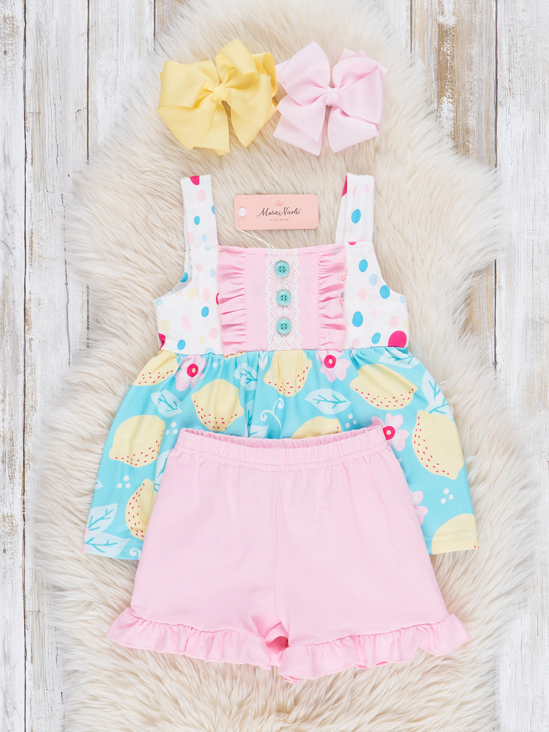 Teal Lemon Drops Ruffle Outfit