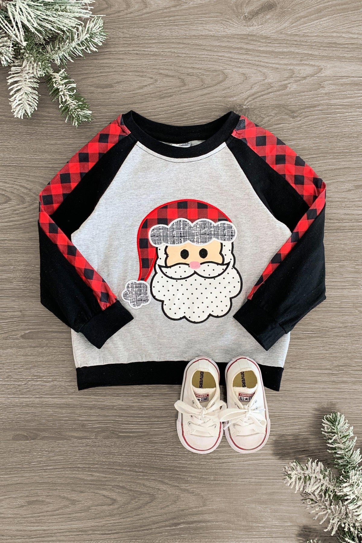 Cheerful Santa Plaid Top