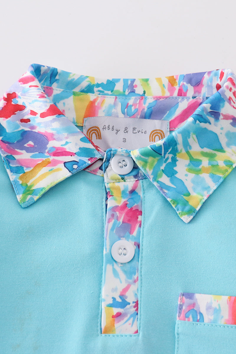 Abby & Evie
Mint rainbow splash boy shirt