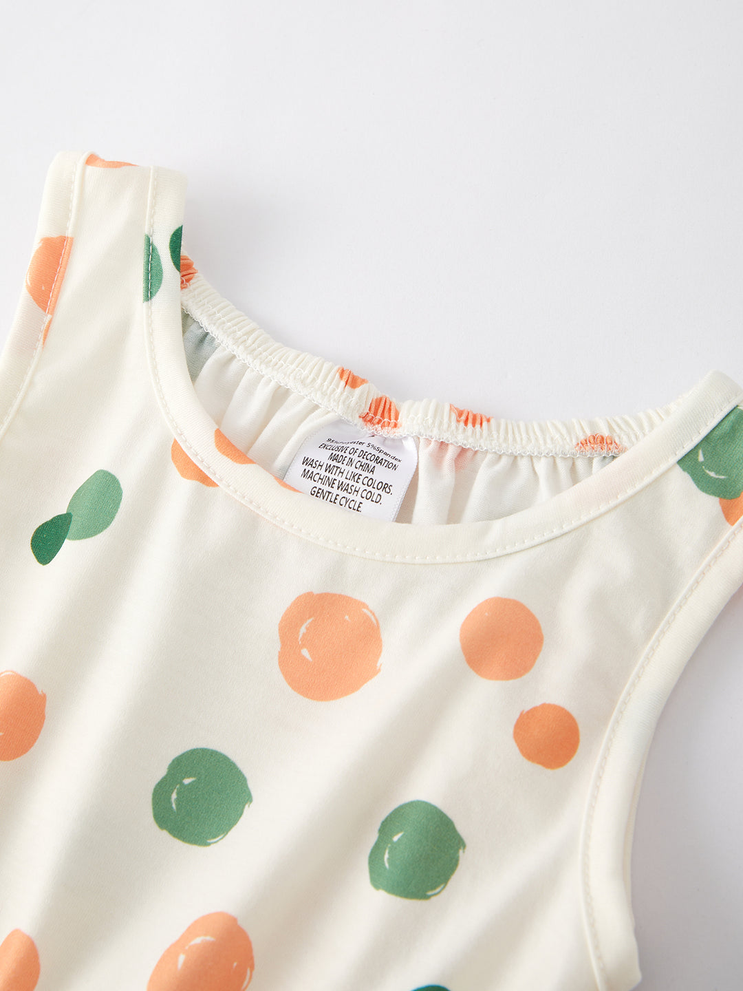 Peach & Olive Polka Dot Girls Jumpsuit