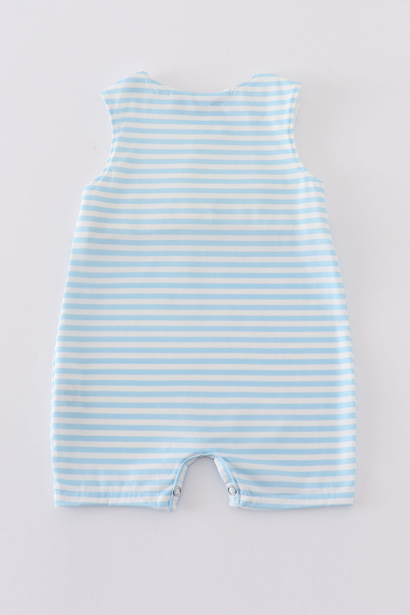 Abby & Evie
Blue stripe tractor embroidery boy jonjon