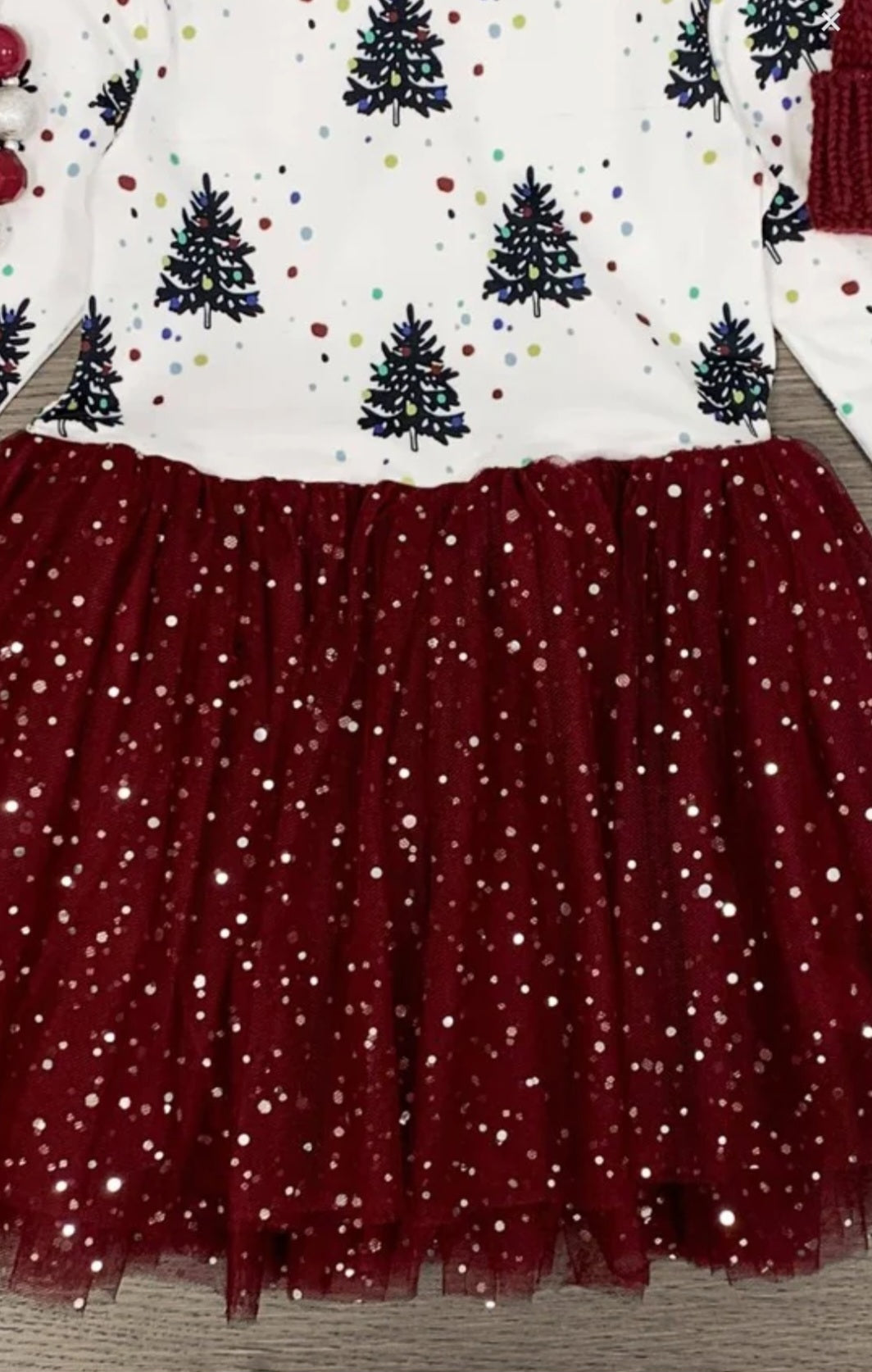 Burgundy Christmas Tree Tutu Dress