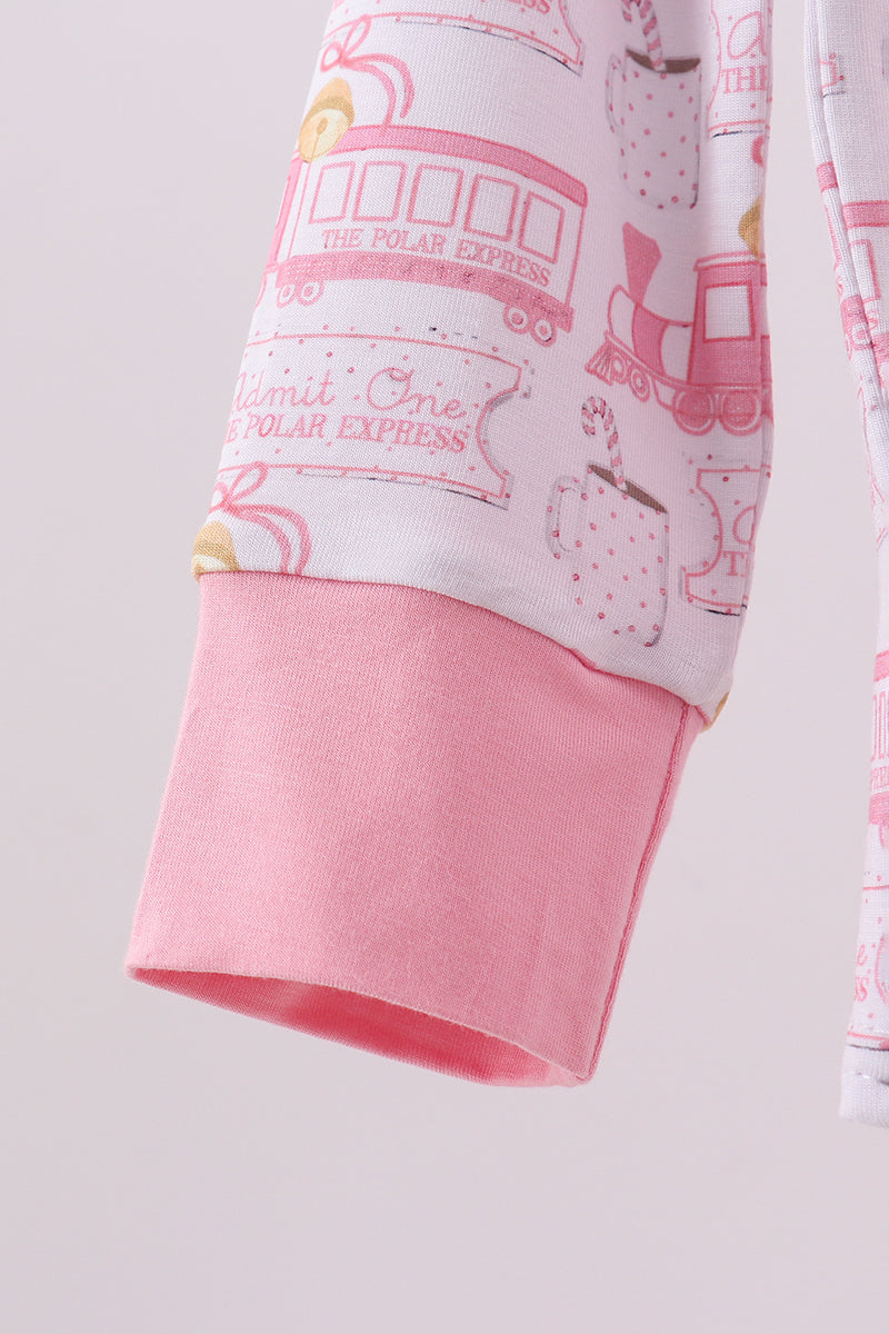 Abby & Evie
Pink train bamboo pajamas set
