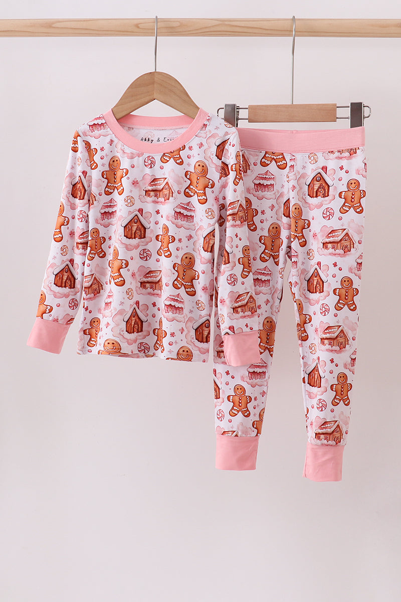 Abby & Evie
Pink gingerbread house bamboo pajmas romper