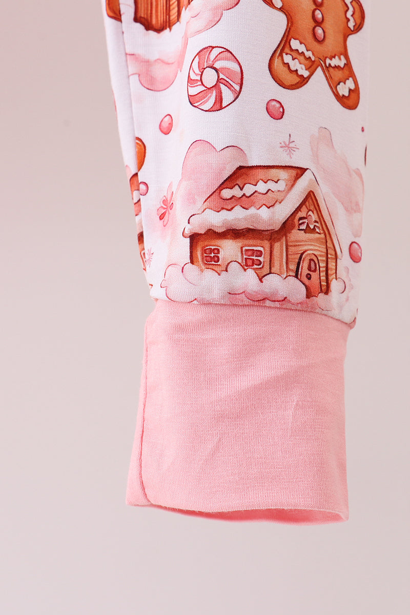 Abby & Evie
Pink gingerbread house bamboo pajmas romper