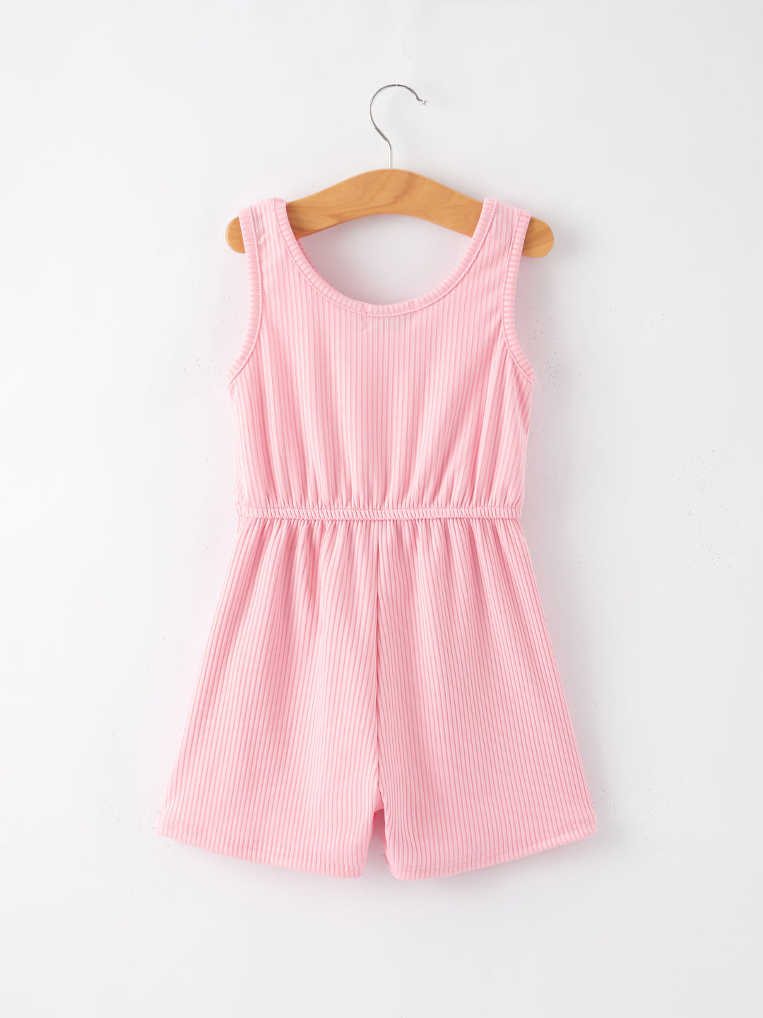 Pink Ribbed Milk Silk Romper