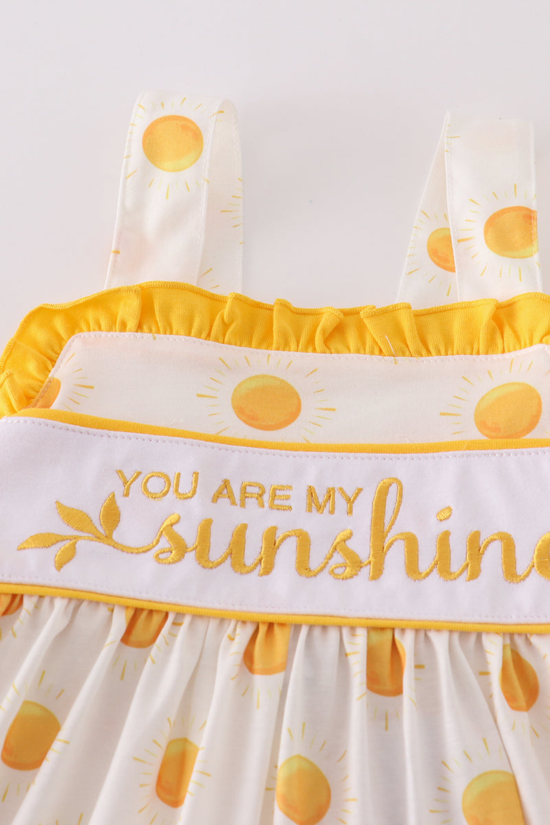Abby & Evie
Yellow you are my sunshine embroidery dress
