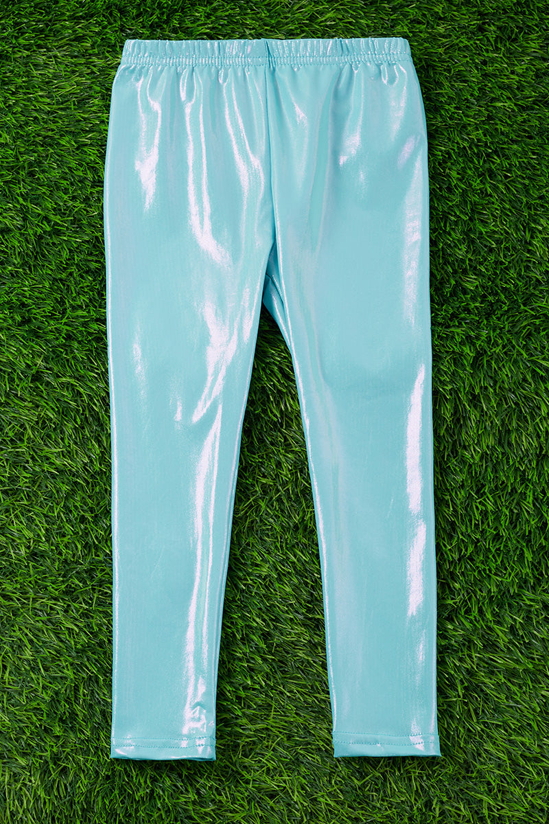 AQUA SATIN SILK STRETCHY LEGGINGS