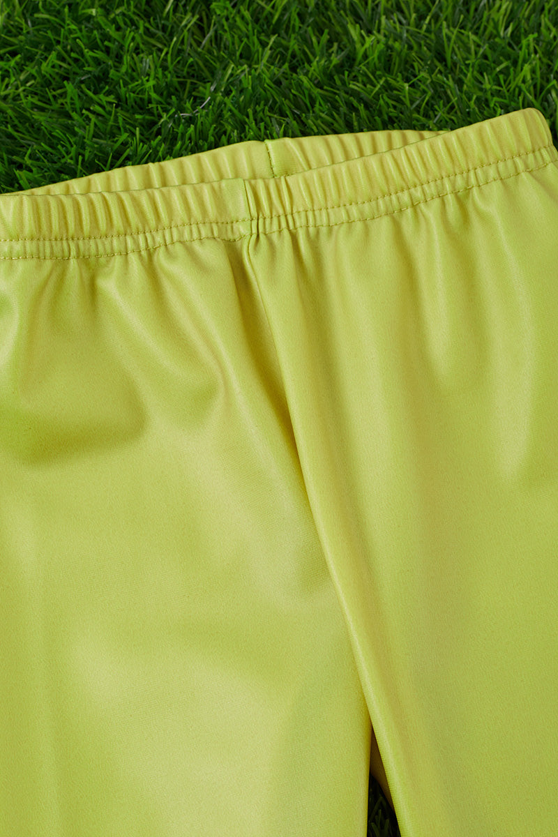 Green satin silk stretchy leggings
