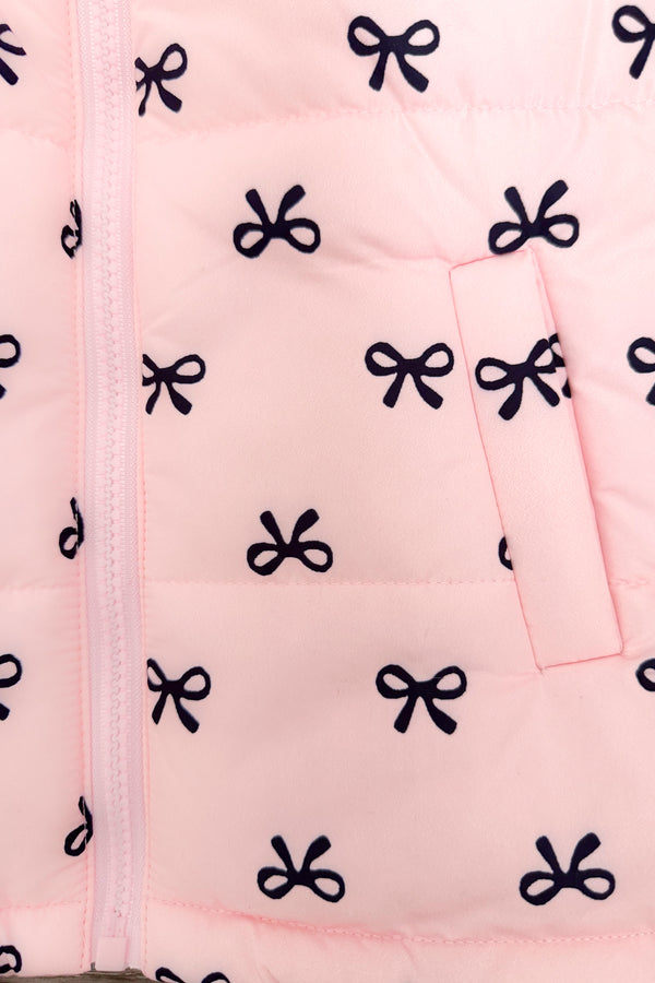 Pink Bow Puffer Vest Set