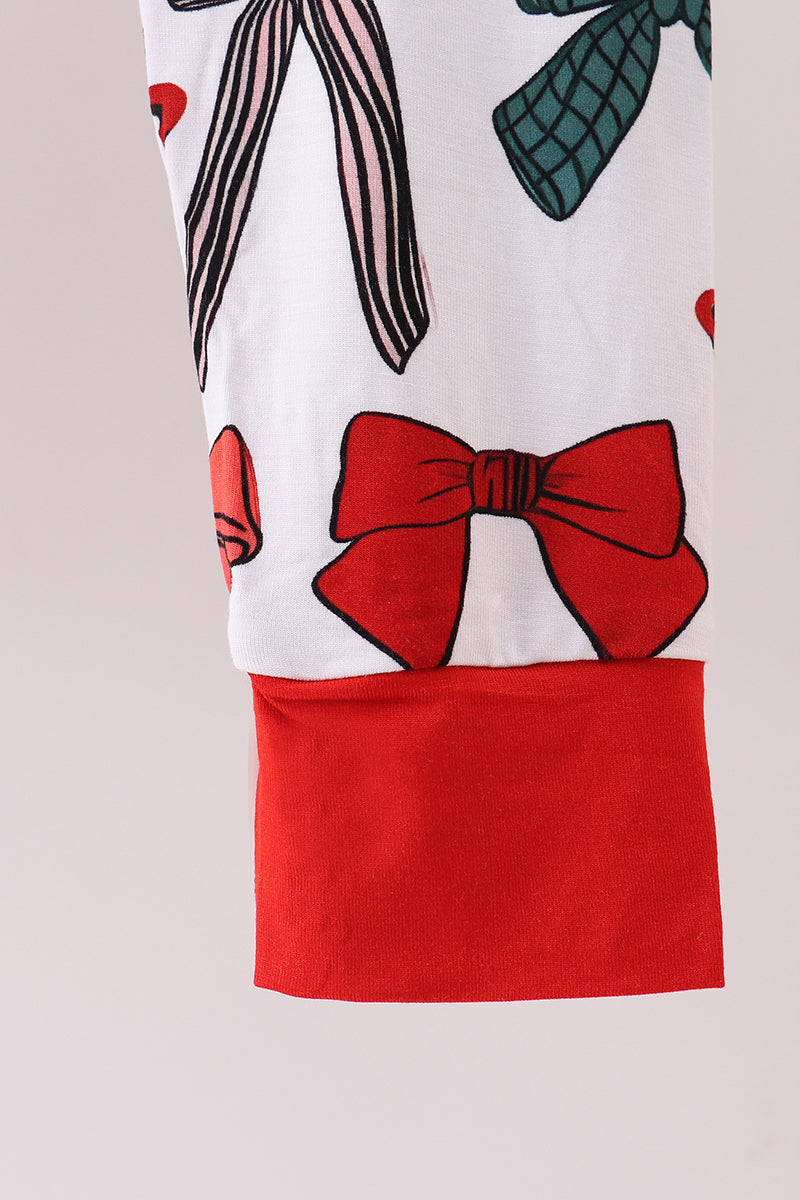 Abby & Evie
Red bow bamboo girl pajamas pants set