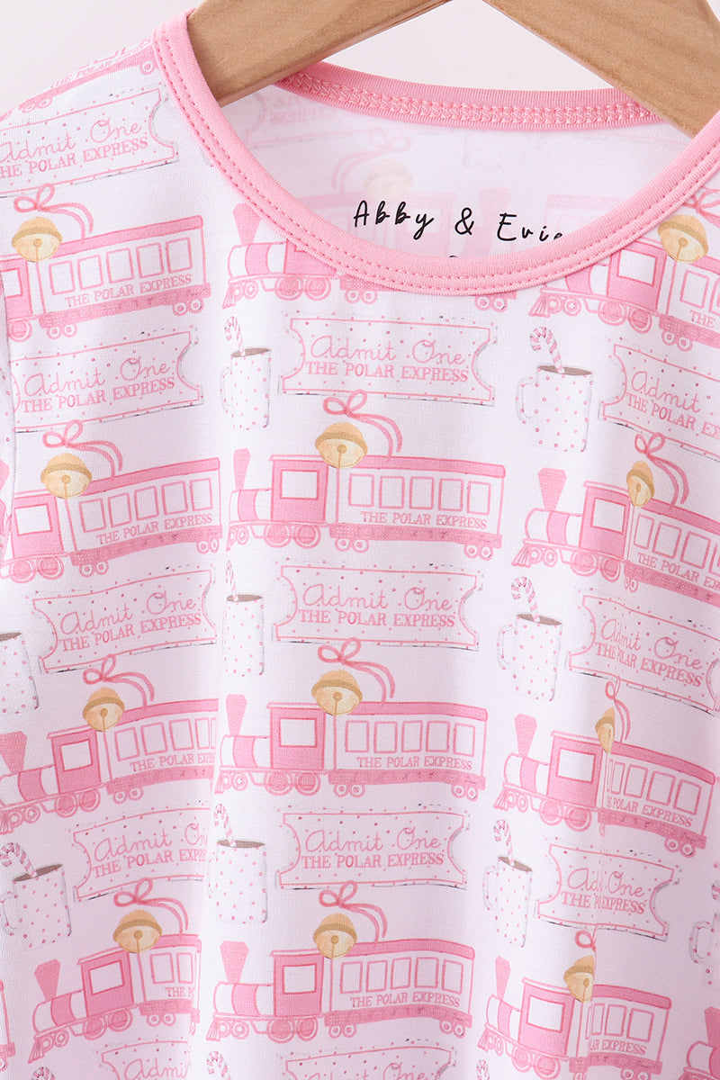 Abby & Evie
Pink train bamboo pajamas set
