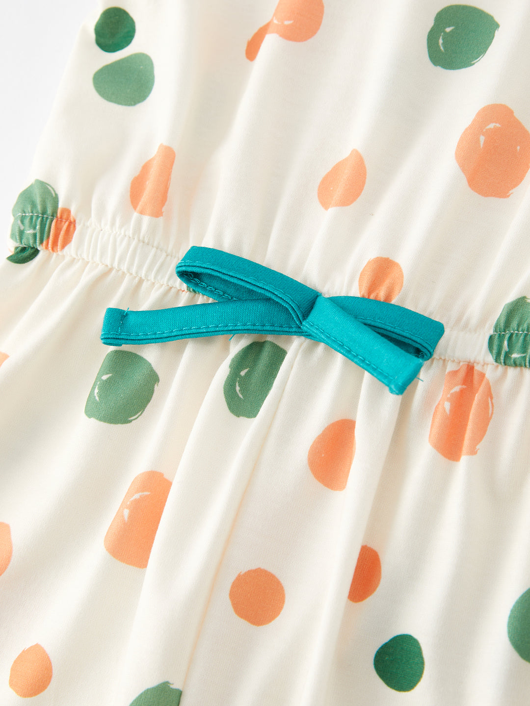 Peach & Olive Polka Dot Girls Jumpsuit