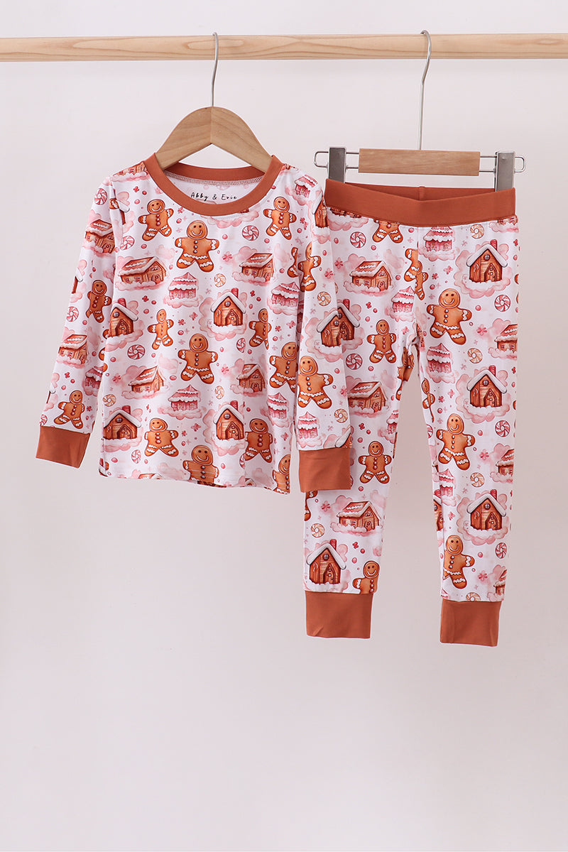 Abby & Evie
Brown gingerbread house bamboo pajmas romper