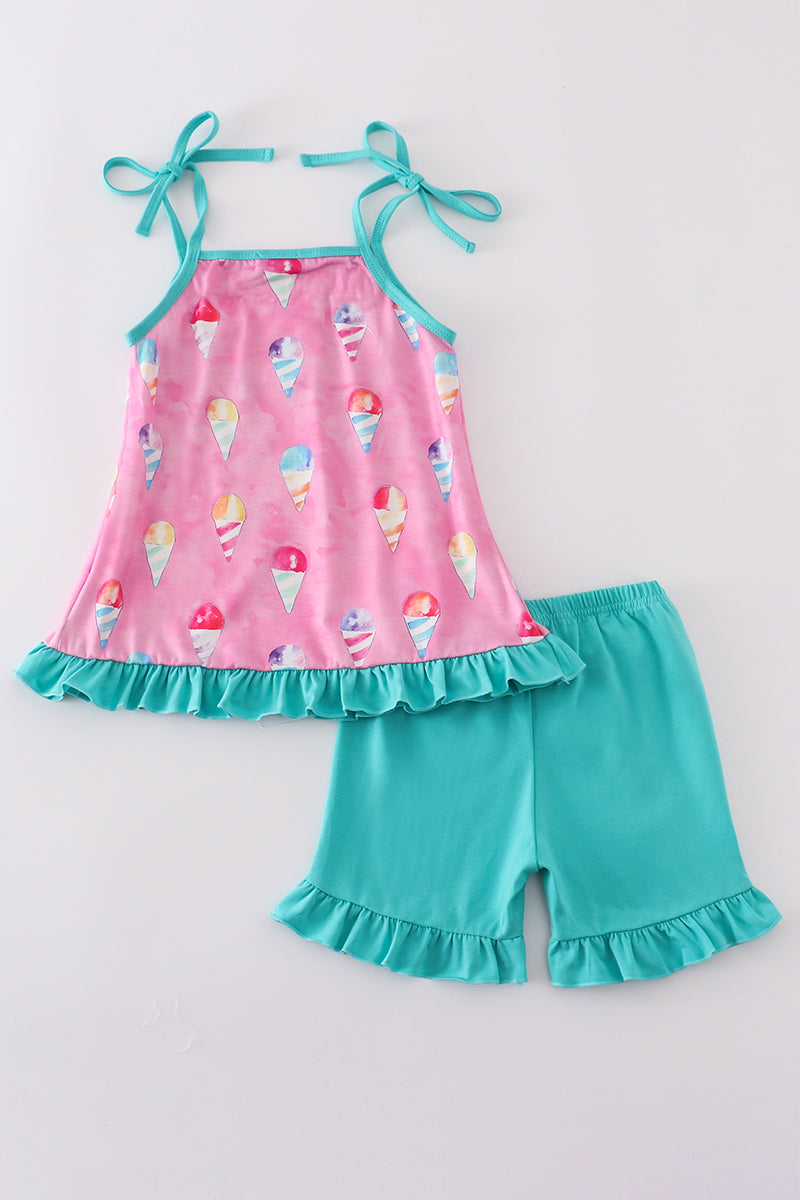 Abby & Evie
Pink ice cream print shorts set