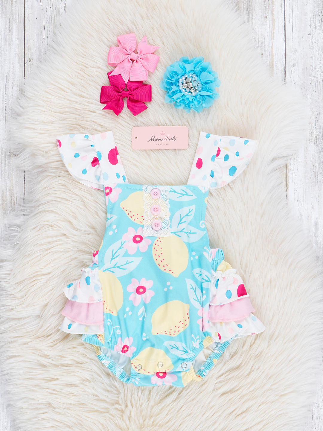 Teal Lemon Drops Ruffle Bubble