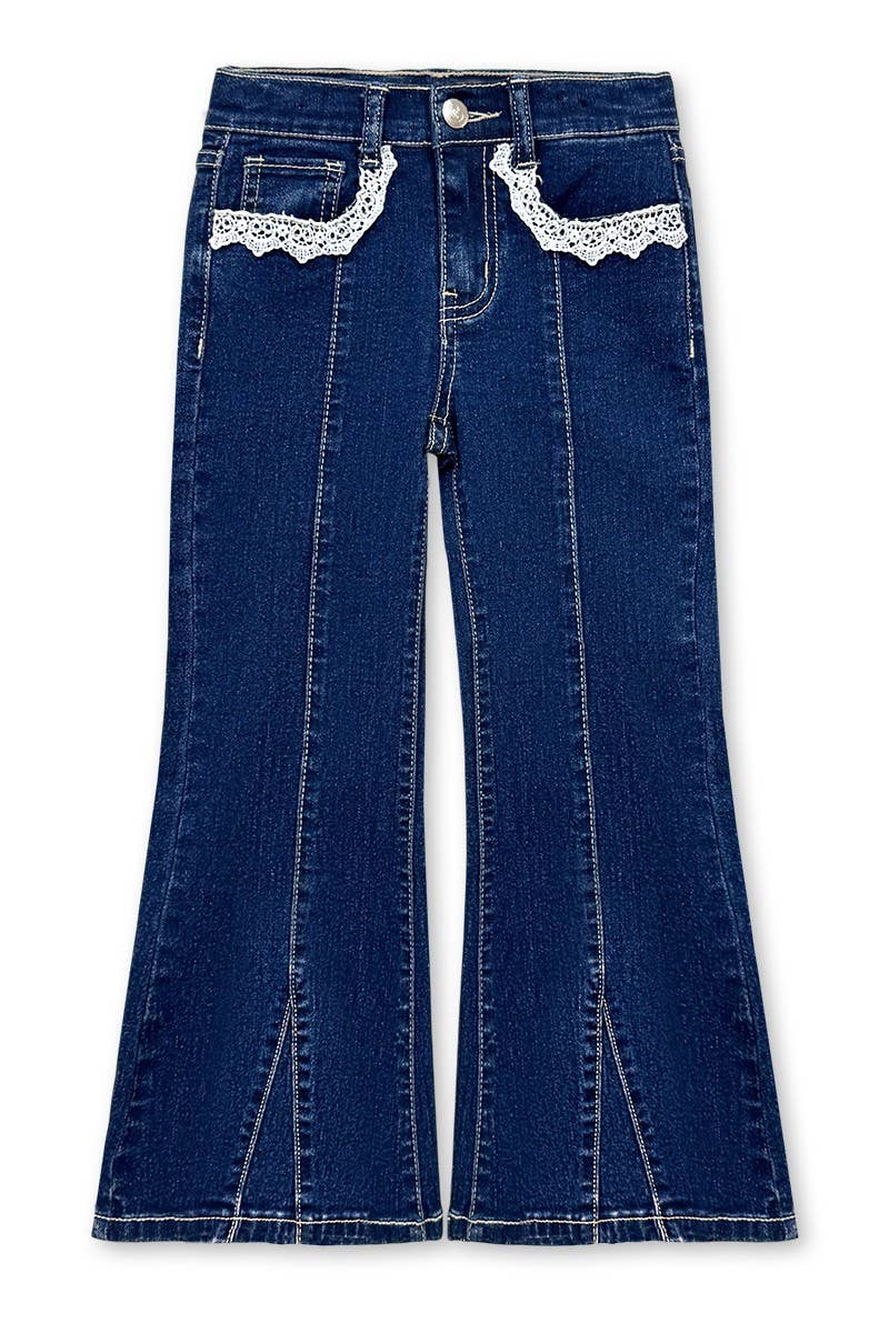 Girl's Flare Leg Denim Jean w/ Crochet
