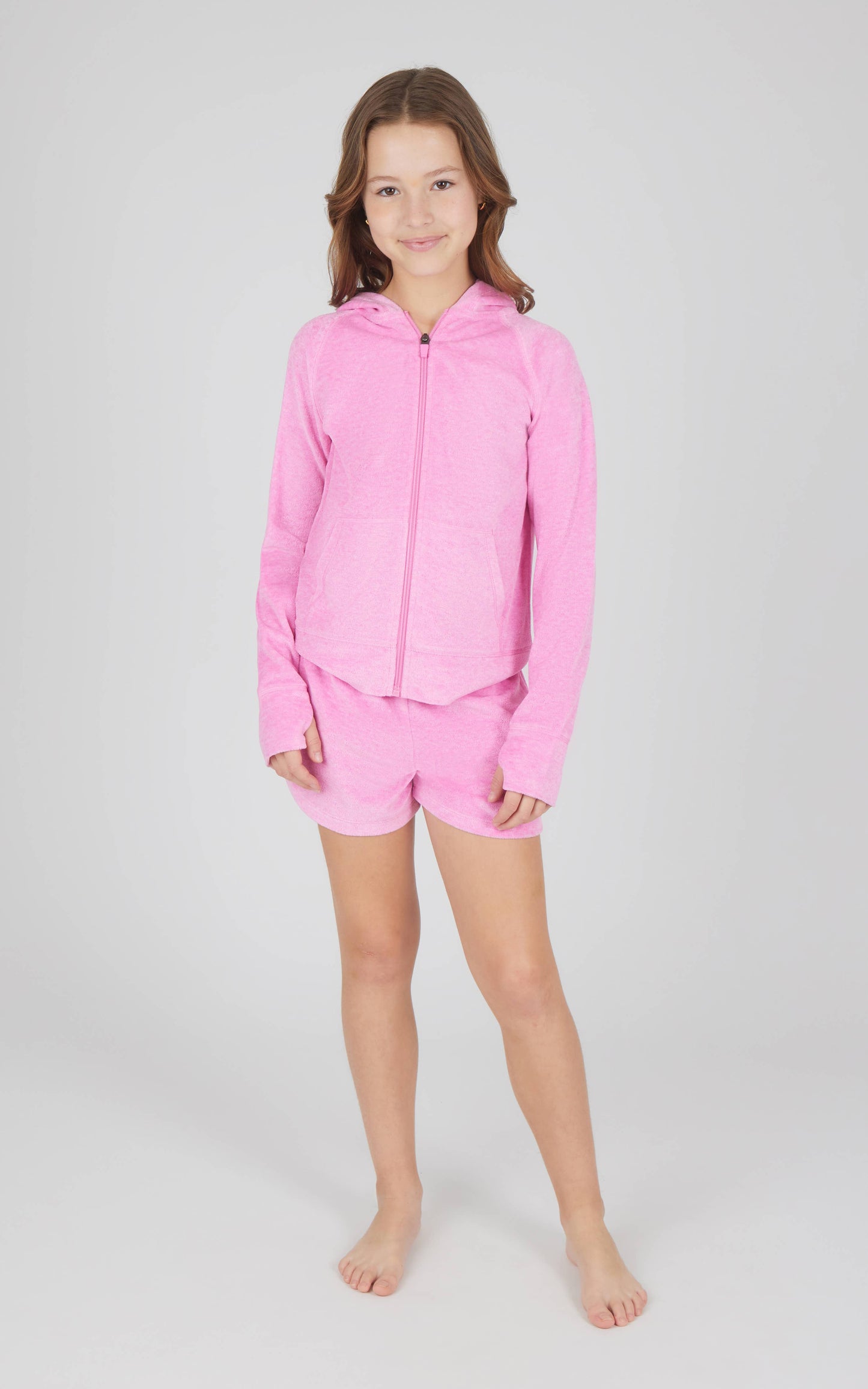Tween Girls Velour Hoodie Jacket and Short Set