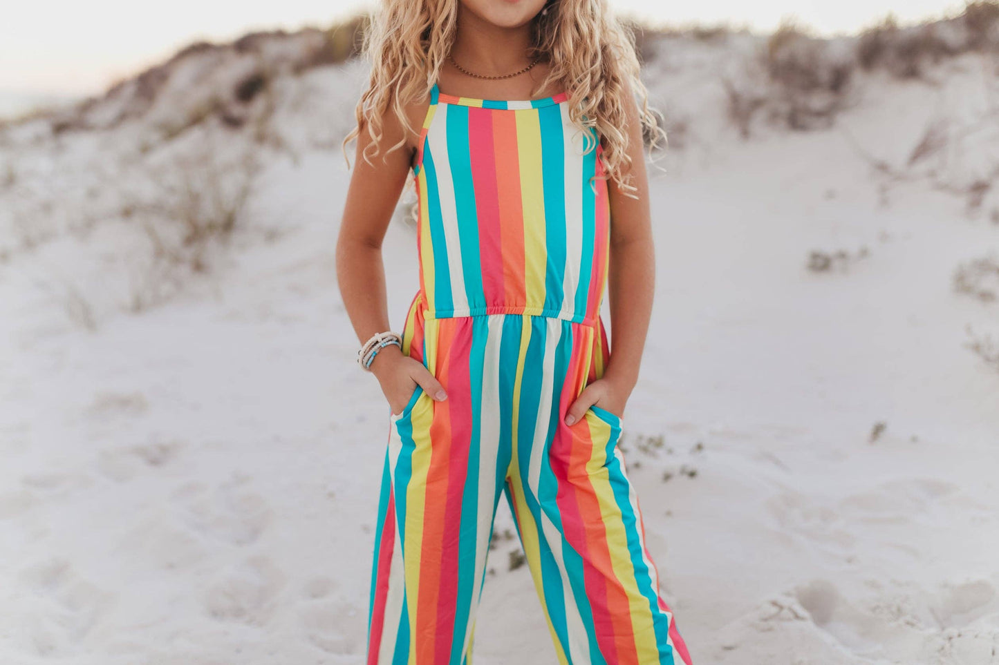 Millie Rainbow Stripe Spring Jumpsuit With Pockets