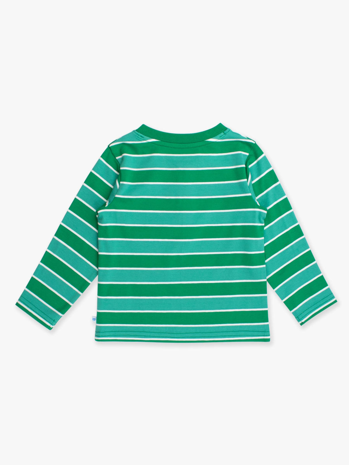 Boys Varsity Football Green Stripe Knit Long Sleeve Embroidered Henley Tee