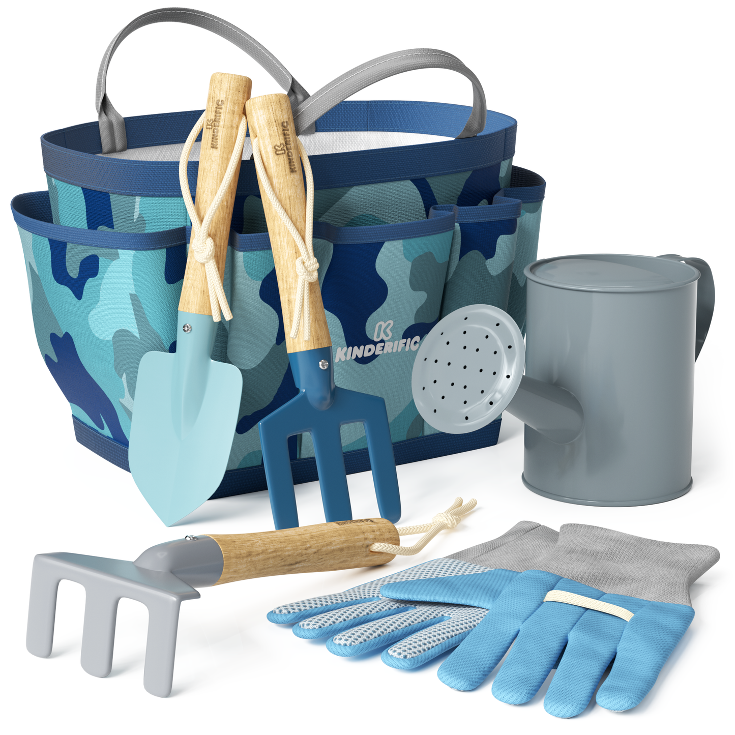 KIDS GARDENING SET, CAMO BLUE