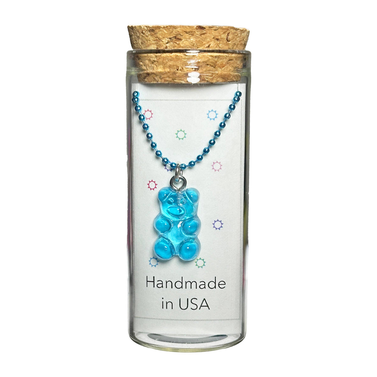Gummy Bear Necklace on Matching Ball Chain in a Jar