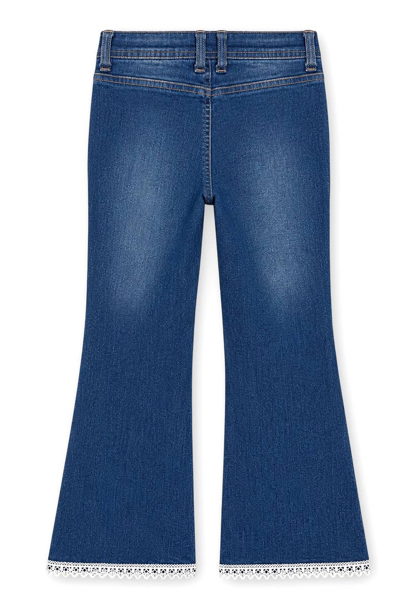 Girl's Flare Leg Denim Jean w/ Crochet Trim