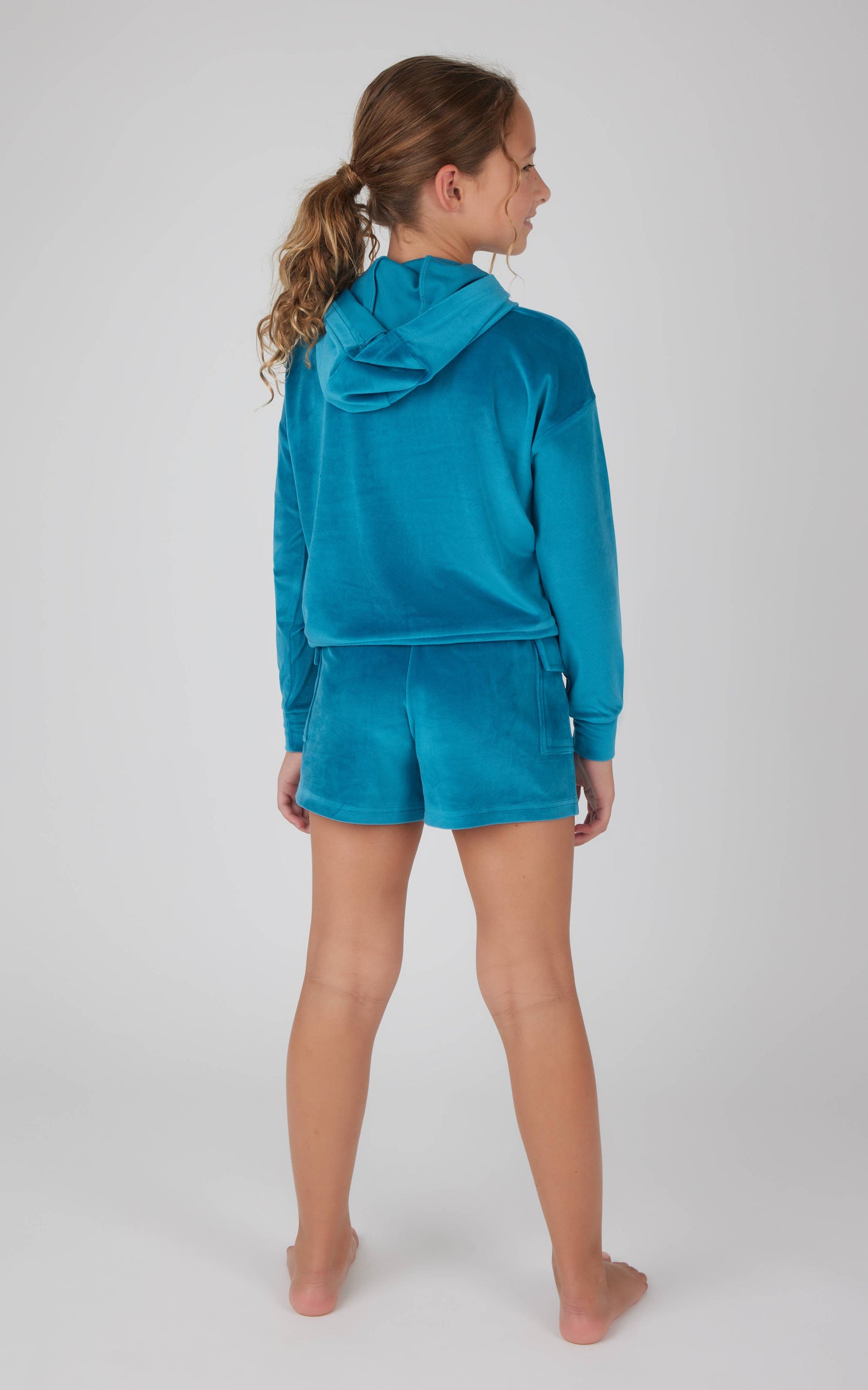 Tween Girls Velour Hoodie and Cargo Shorts - 2 PC SET