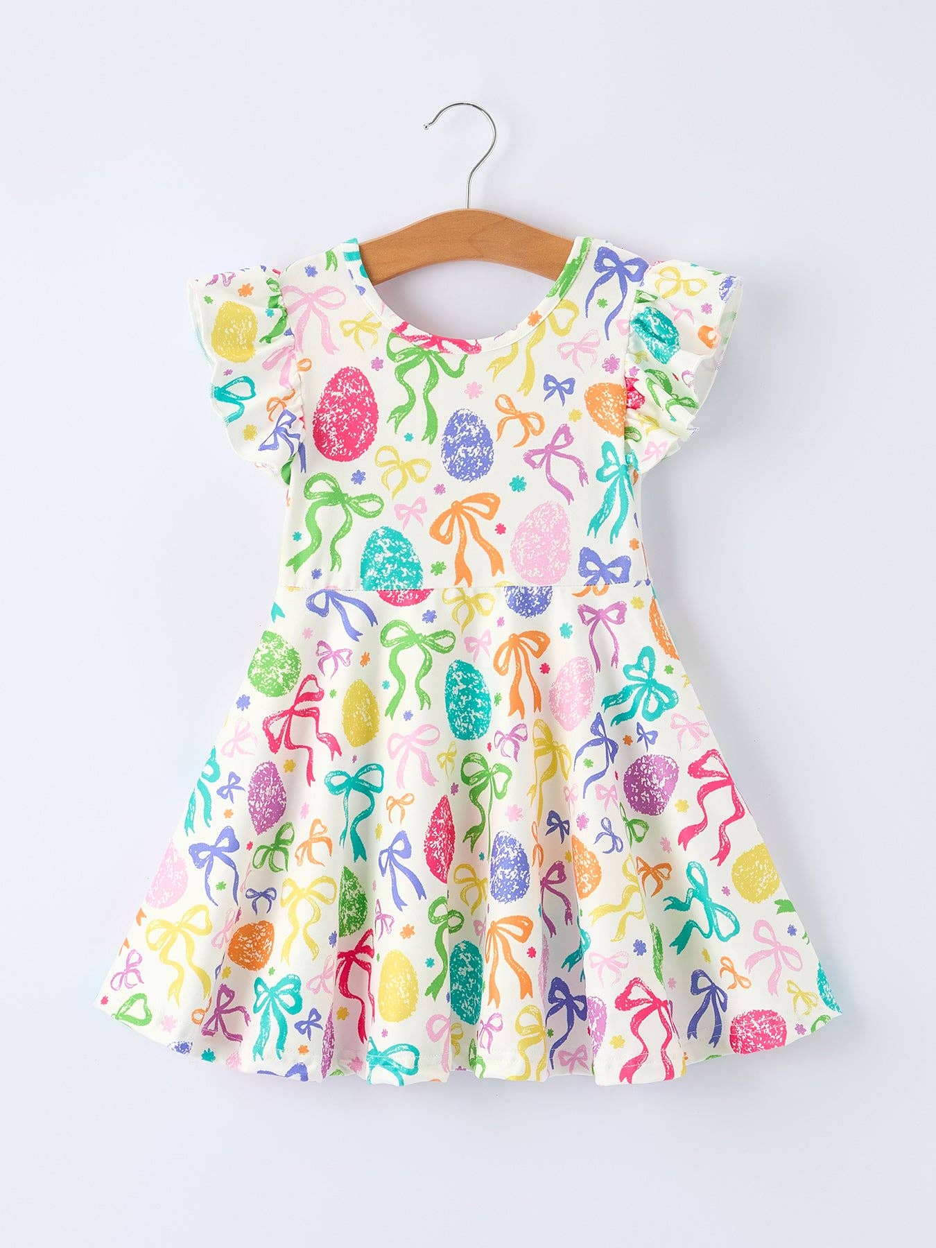 Rainbow Easter Egg Bow Girls Dress