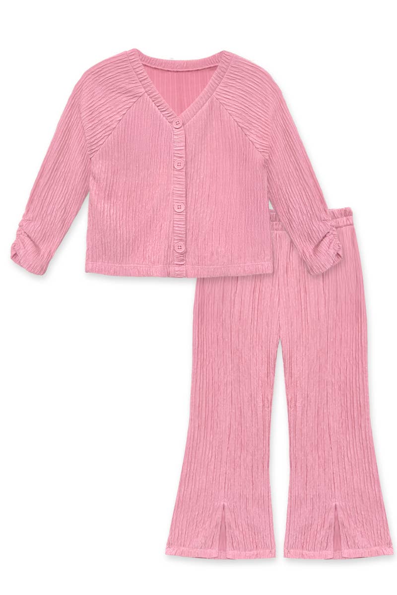 Girls 2 pc Crinkle Plisse Pant Set