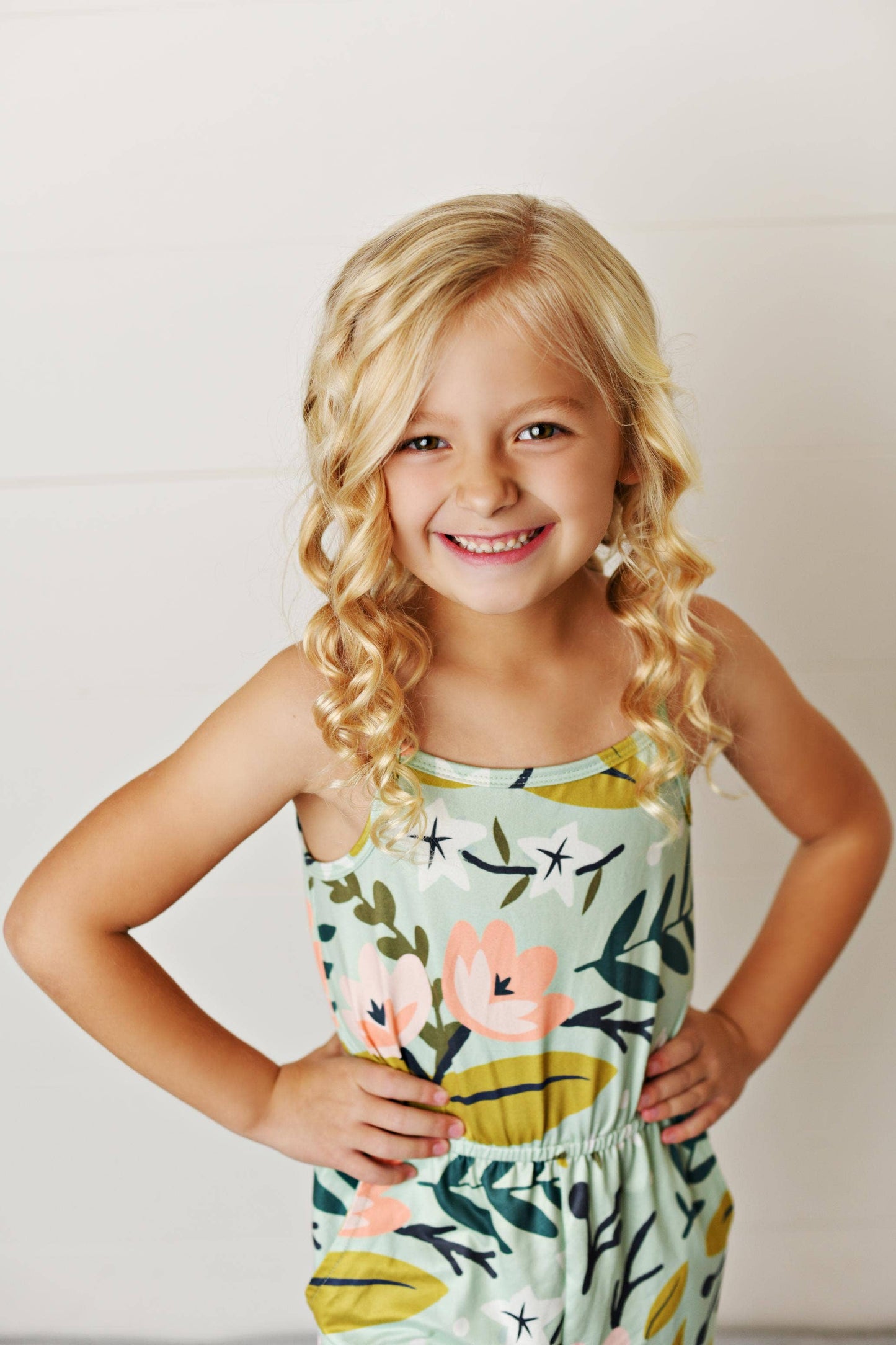 Sage Pink Floral Spring Summer Jumpsuit With Pockets