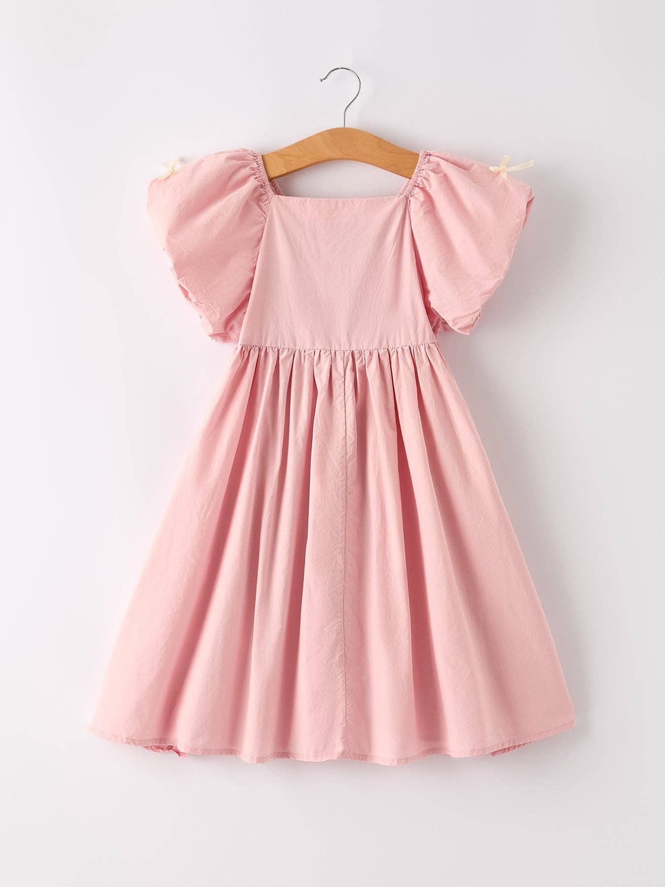 (ETA 3/14/26 Light Pink Puff Sleeve Bow Dress