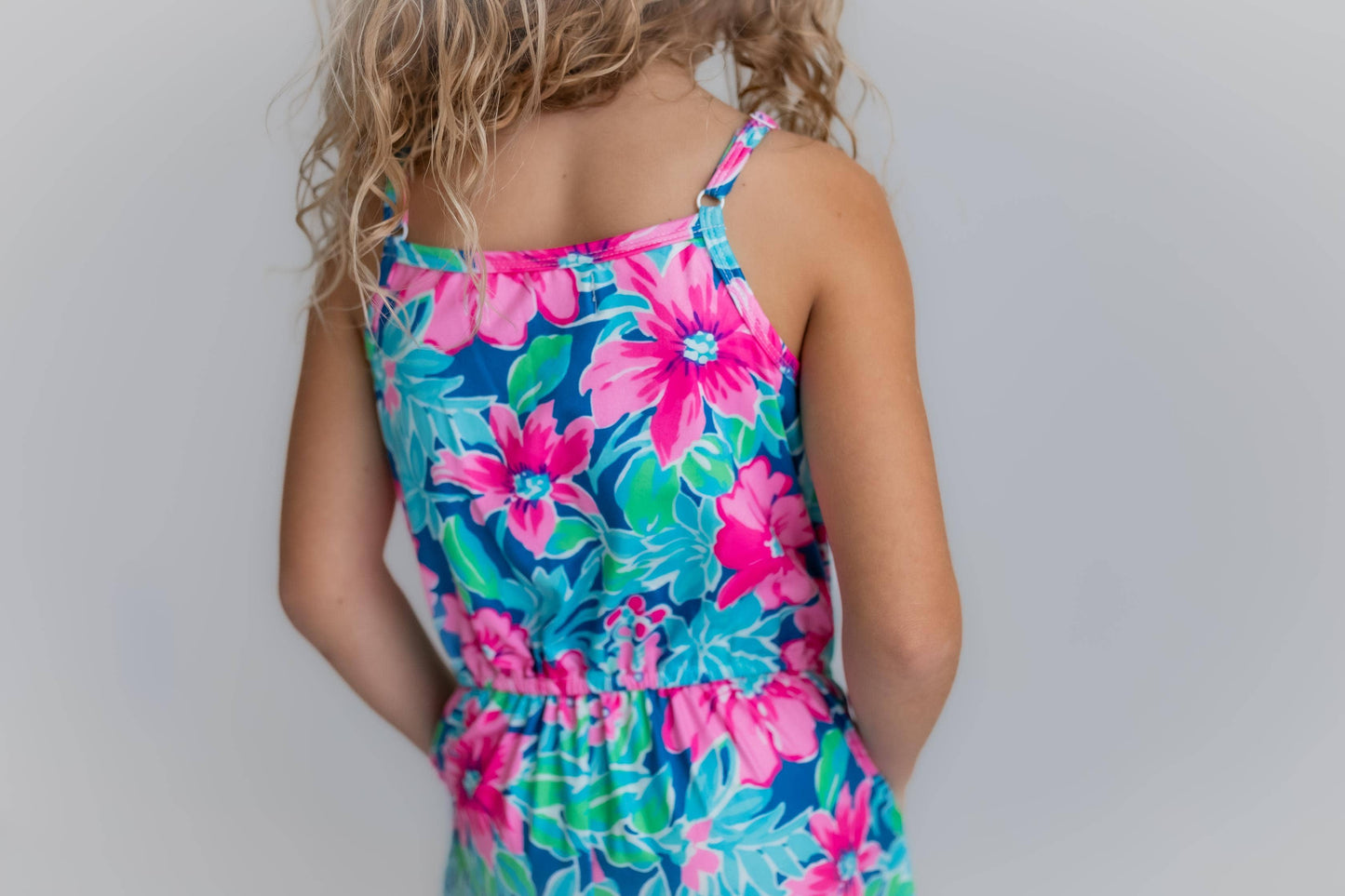 Bright Pink Tropical Spring Summer Jumpsuit With Pockets