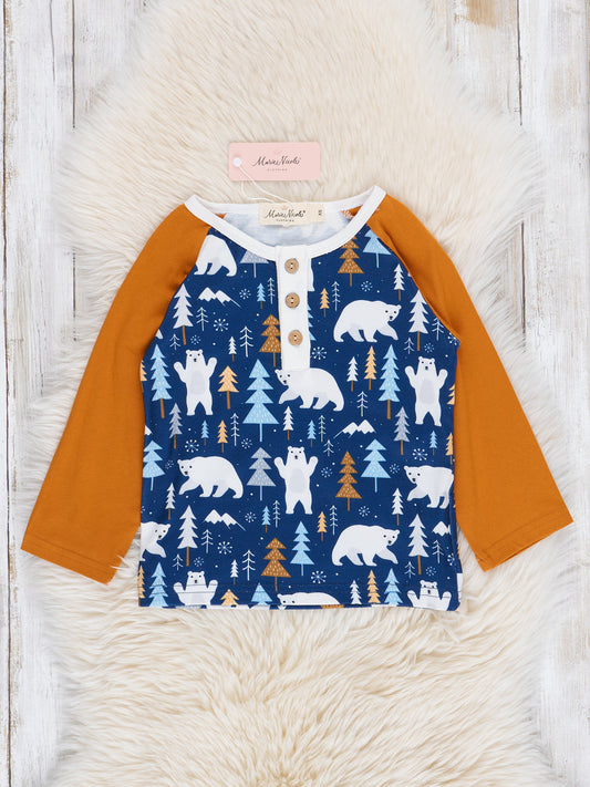 Blue Polar Bear Adventure Raglan Shirt