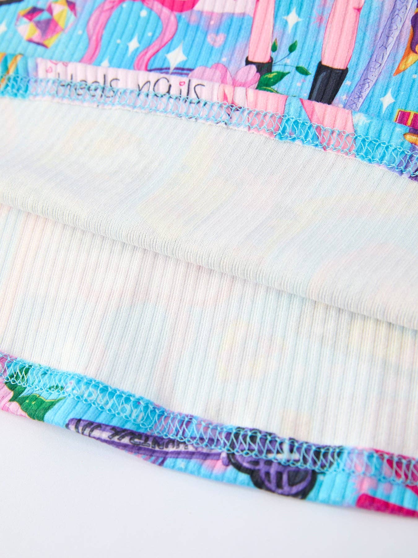 Blue Summer Pop Star Print Girl Twirly Dress Cotton Blend