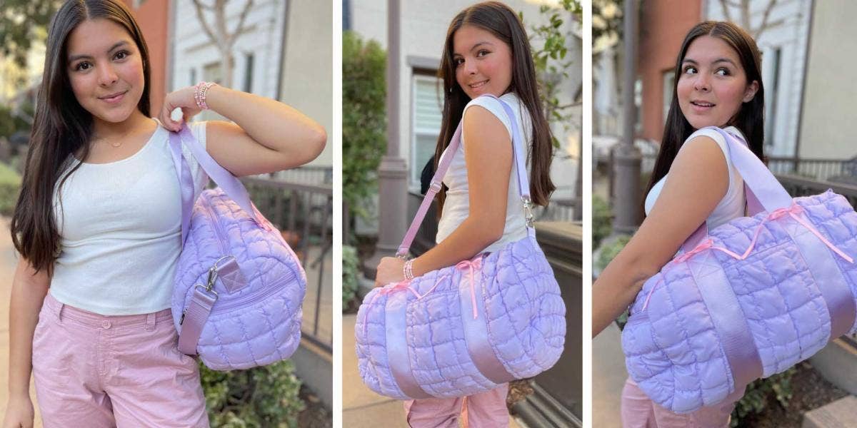 Purple Scrunchie Puffer Duffle Bag